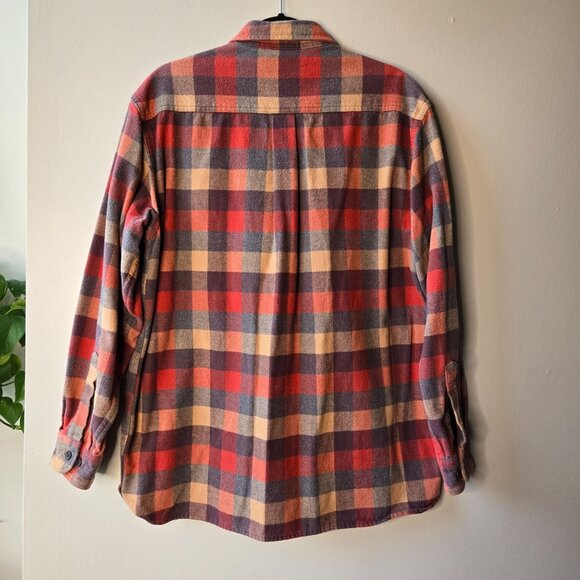 Vintage Retro L.L. Bean Mens Flannel Shirt Barn Chore L Plaid Button Up Long Sle - Picture 2 of 8